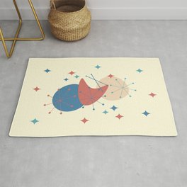 Mid Century, Atomic Age Abstract Shapes, Boomerang and Starburst Rug