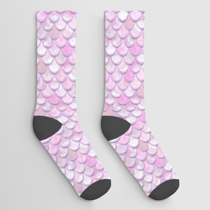 Baby Mermaid Scales Rose Pink Socks