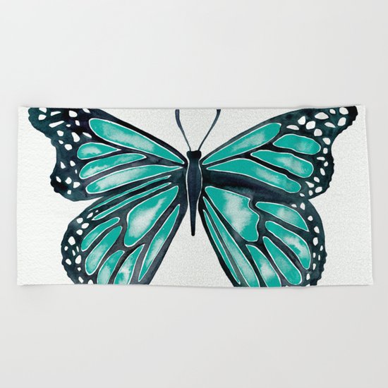 Turquoise Butterfly Beach Towel