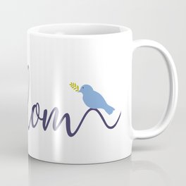 Blue Shalom With Peace Bird Coffee Mug | Israel, Graphicdesign, Farmhouse, Hanukkah, Jewish, Cursive, Housewarming, Peace, Blue, Mazeltov 