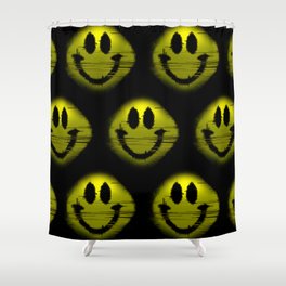 Smile glitch in the dark Shower Curtain