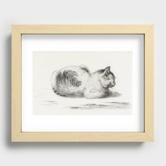 Reclining cat by Jean Bernard (1775-1883). Recessed Framed Print