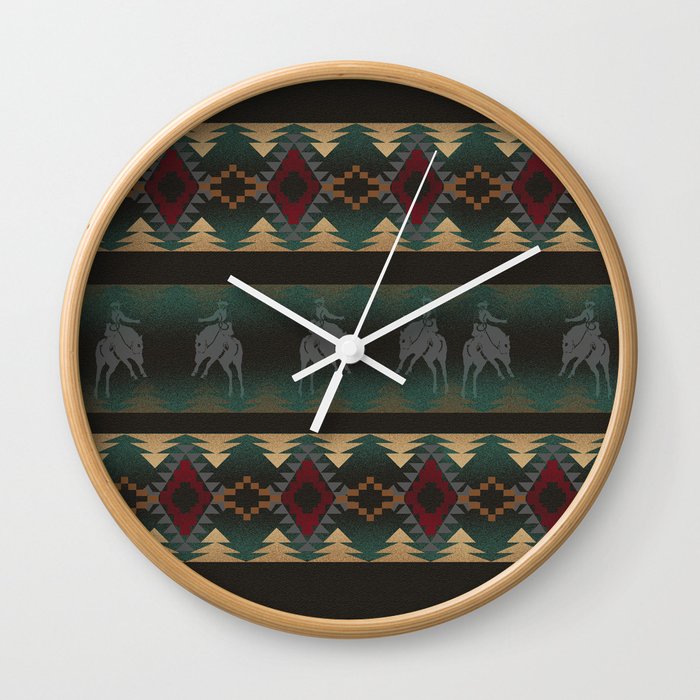 southwest stripe with horses Wall Clock