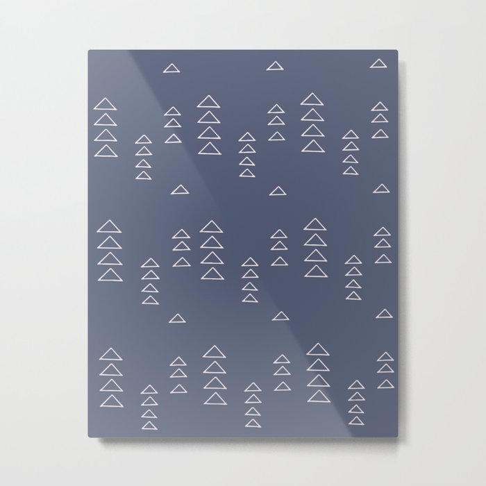 Modern Minimalist Triangle Pattern in Slate Blue Metal Print