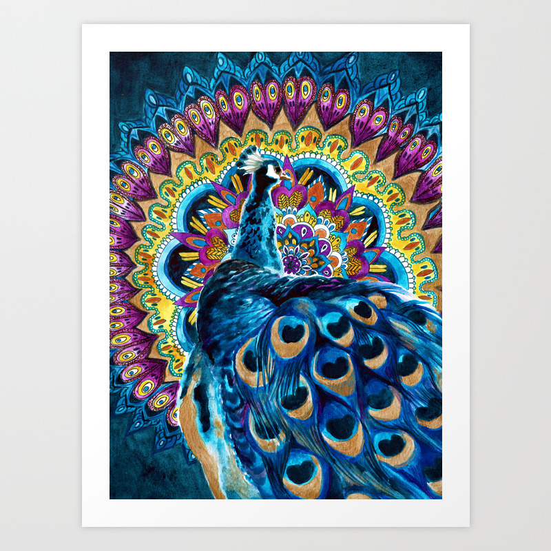 Peacock Mandala Watercolor Painting Art Print By Sonjafunnell Society6