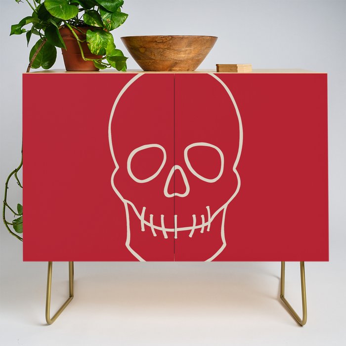 Simply Spooky Collection - Skull - Blood Red and Bone White Credenza