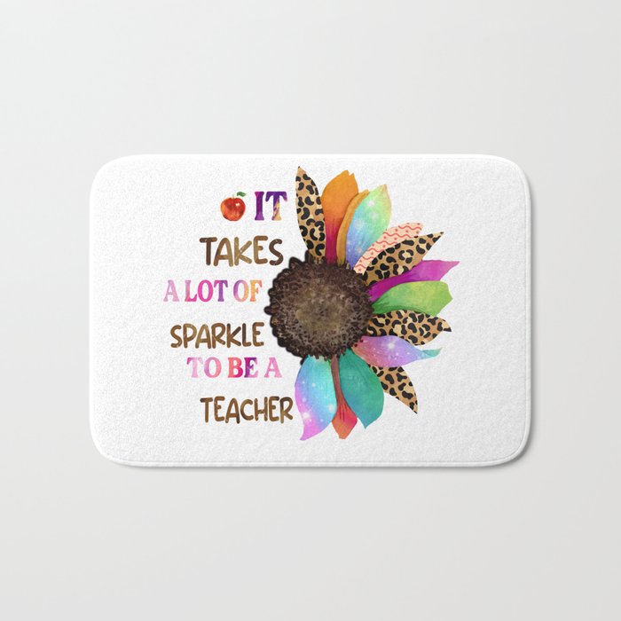 Funny teacher sunflower graphic design Bath Mat