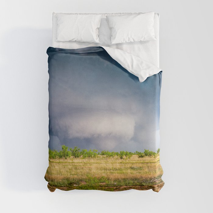 Texas Tornado - Twister Appears Under Mesocyclone on Stormy Spring Day in West Texas Duvet Cover