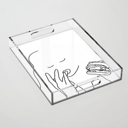 Finger Lickin' Burger Line Drawing Version 2 Acrylic Tray