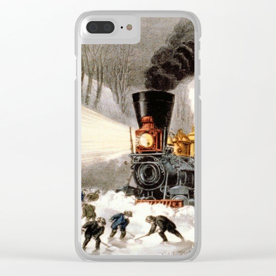 Snow Bound: Vintage Railroad Scene Clear iPhone Case