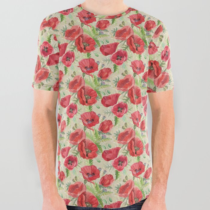 Cheerful Poppies All Over Graphic Tee