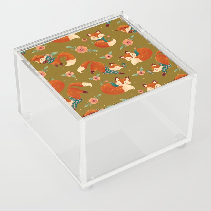 Cozy Foxes Pattern (light colour) Acrylic Box
