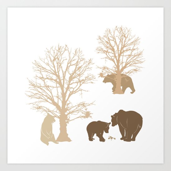 Morning Bears In The Woods No. 2 Art Print