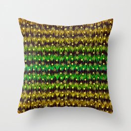 Shiny small yellow neon flowers in the bushes Throw Pillow