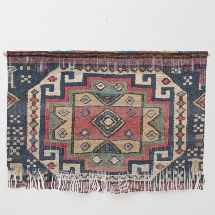 Cowboy Sumakh // 19th Century Colorful Red White Blue Western Lone Star Dallas Ornate Accent Pattern Wall Hanging