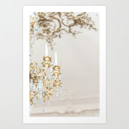 Gold Chandelier at a Historic Castle in France | French chateau lifestyle | Travel wall art print photography Art Print
