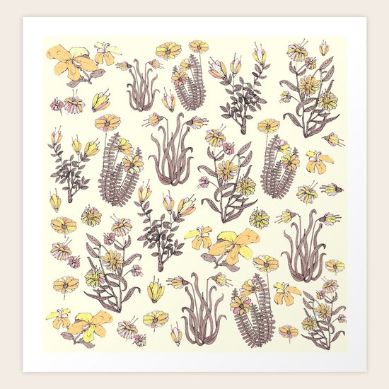 yellow garden Art Print