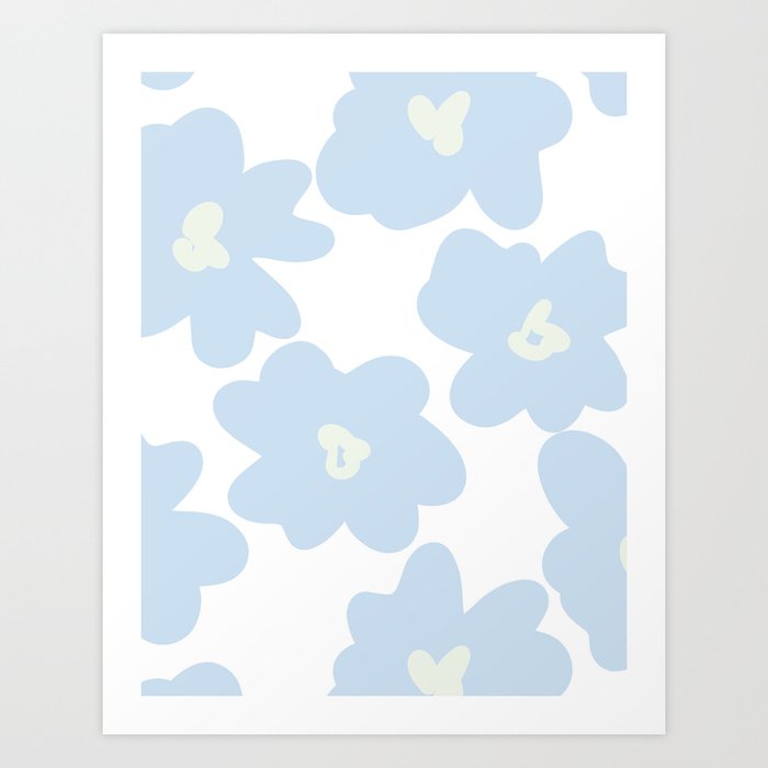 Baby Blue Abstract Matisse Spring Flowers Meadow Art Print