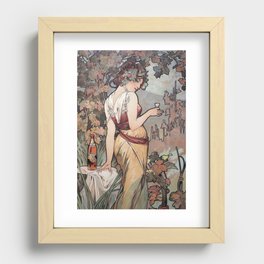 Alphonse Mucha Woman Holding Champagne Recessed Framed Print