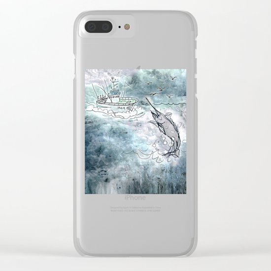 Fishing swordfish Clear iPhone Case