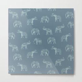 Dark Gray Indian Elephants Metal Print