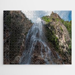 Brazil Photography - Beautiful Waterfall Under The Blue Cloudy Sky Jigsaw Puzzle