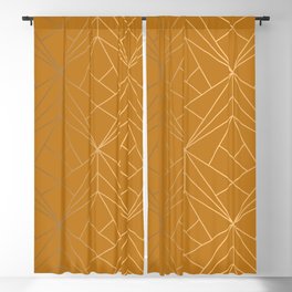 Cinnamon Brown Geometric Gold Pattern With Gold Shimmer Blackout Curtain