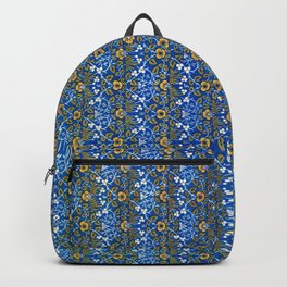 William Morris green, yellow, and blue eyebright pattern textile 19th century floral print for duvet, pillow, wallpaper, curtains, canvas and home and wall decor Backpack