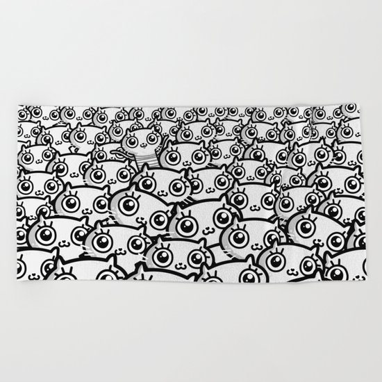 Crazy Cat Lady Dreams (in b/w) Beach Towel