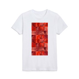 Watercolor Abstract Squares Red Pink Checkerboard Kids T Shirt