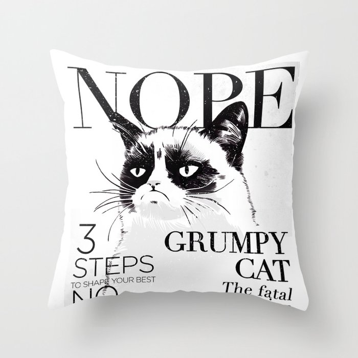 Grumpy the cat Throw Pillow