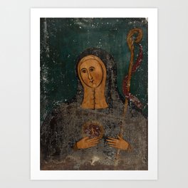 Saint Gertrude the Great Vintage Mexican Painting Art Print