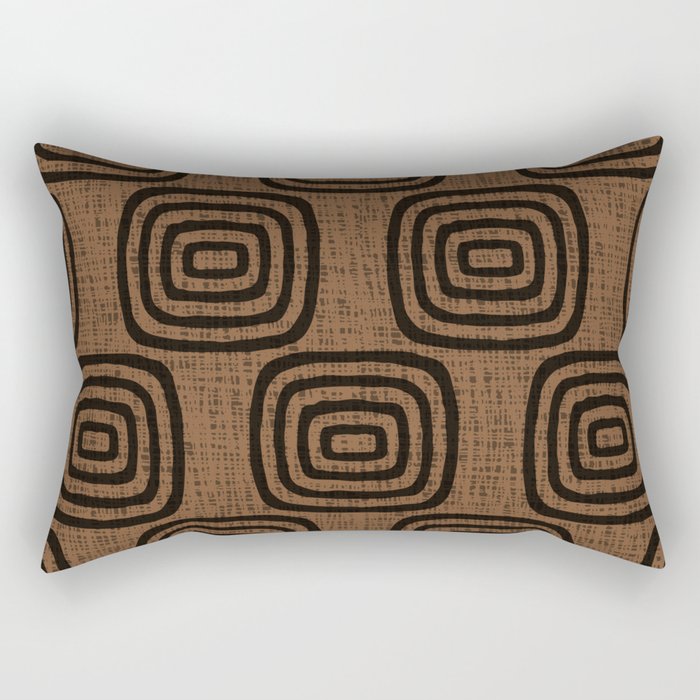 Mud Cloth Concentric Pattern 772 Black and Brown Rectangular Pillow