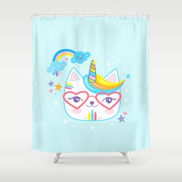 Caticorn Unicorn Crazy Cat Lady Kawaii Gift Unicat Shower Curtain