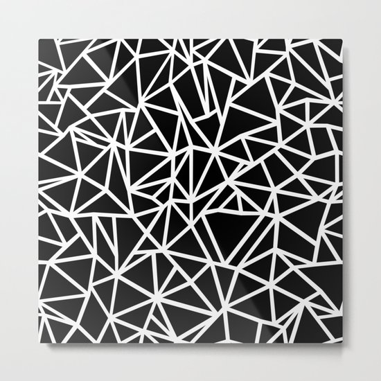 Abstract Outline Thick White on Black Metal Print