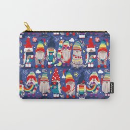 I gnome you // electric blue background little happy and lovely gnomes with rainbows vivid red hearts Carry-All Pouch