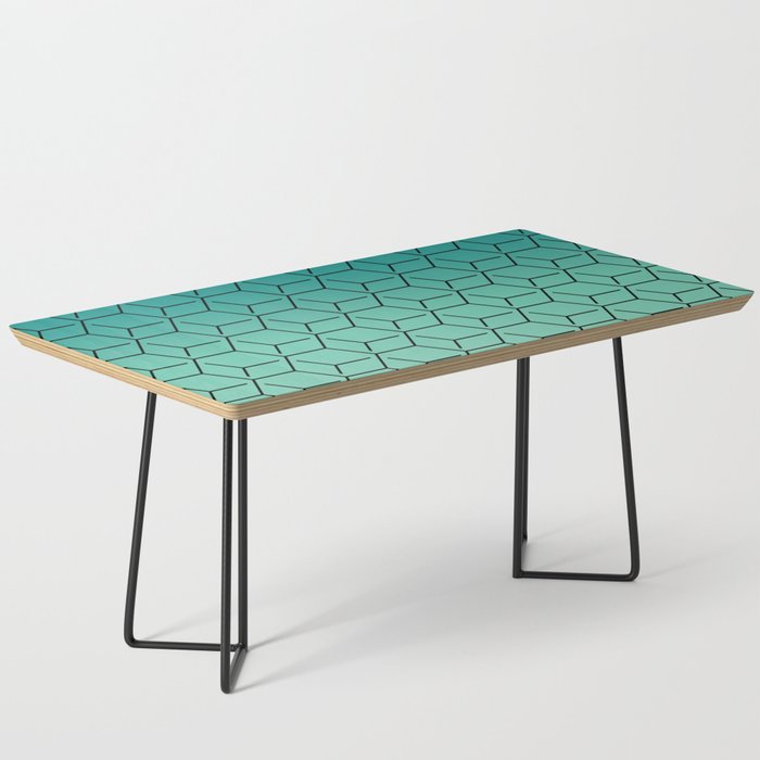 Turquoise Hexagon Cube Pattern Coffee Table