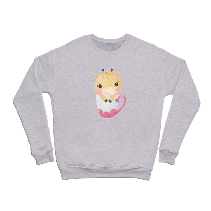 Cute giraffe looks out of a cup with stars Crewneck Sweatshirt