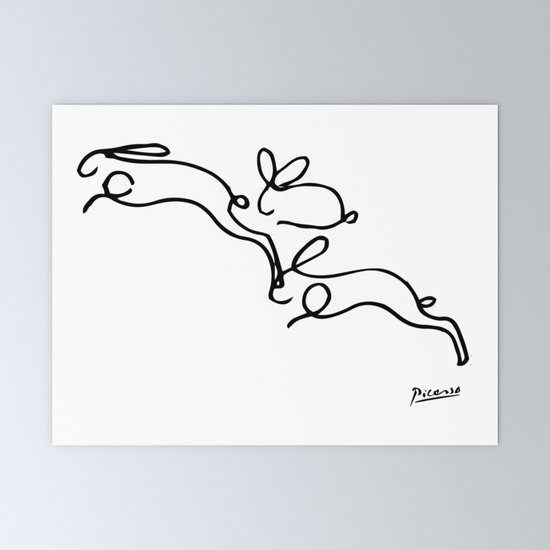 Rabbits Line Drawing Animals Sketch Artwork Pablo Picasso Tshirts Prints Posters Bags Women Mini Art Print By Art O Rama Shop Society6