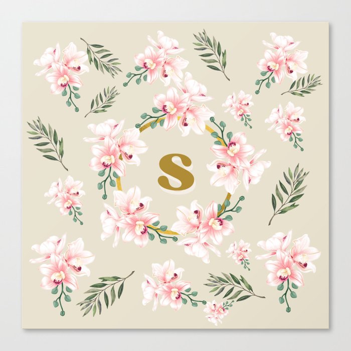 S with flowers  Canvas Print