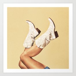 These Boots - Glitter Yellow & Tan Art Print