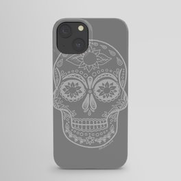 Grey Sugar Skull iPhone Case