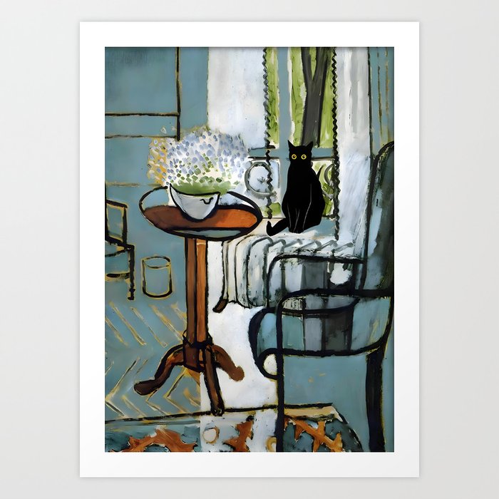 Black Cat Matisse Art Print