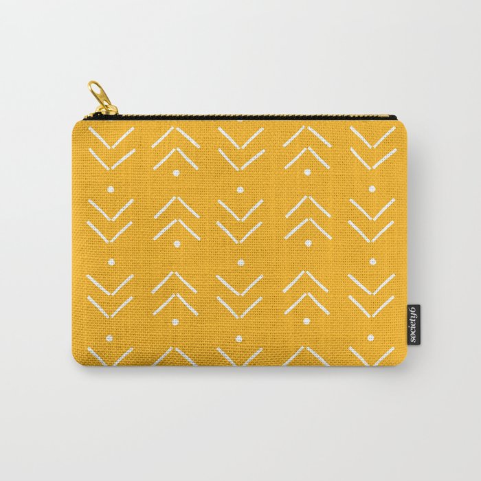 Arrow Geometric Pattern 12 in Mustard Yellow Shades Carry-All Pouch