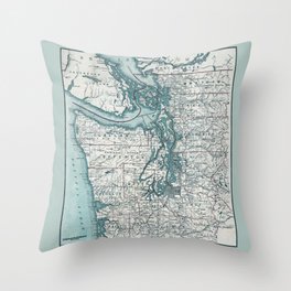 Puget Sound Map Throw Pillow