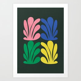 Colorful Retro, Abstract Organic Shapes, Plant Boho Illustration Art Print