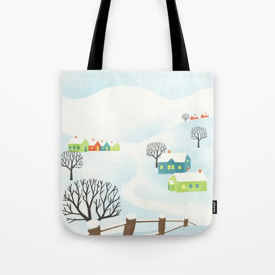 Snowy Little Town Tote Bag