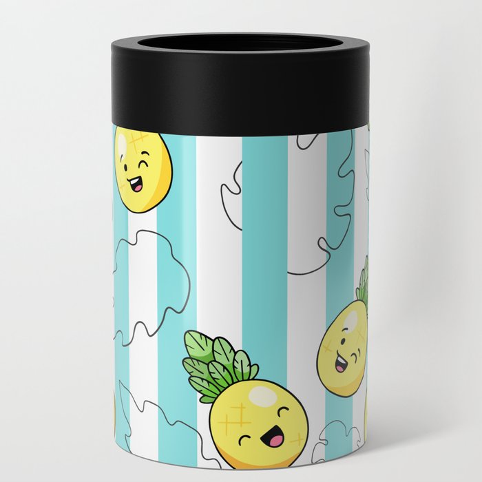 Cute smiling pineapple, summer Can Cooler
