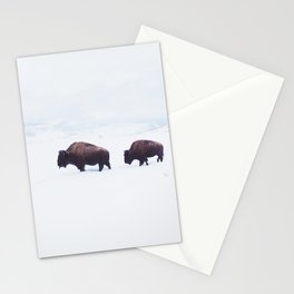 Buffalo Walking Through Snow in Winter Stationery Card