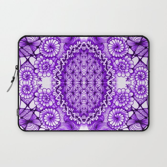 Purple Zentangle Tile Doodle Design Laptop Sleeve